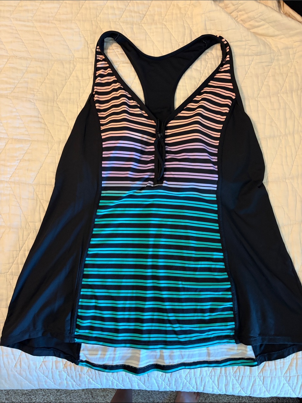 Beach House Navy and Teal Striped Swimwear Top